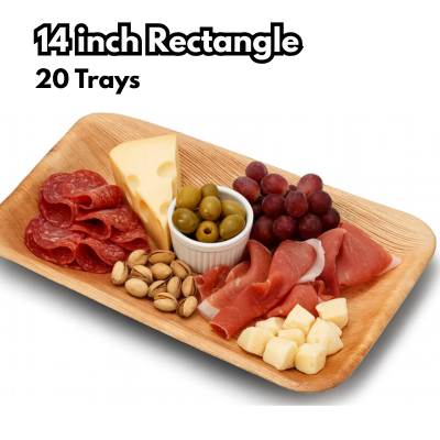 9x14 Palm Leaf Rectangle Tray – Eco-Friendly Disposable Serving Platter (20 pcs)