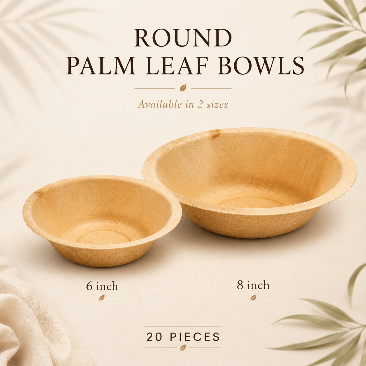 MasoPalm Palm Leaf Round Bowls