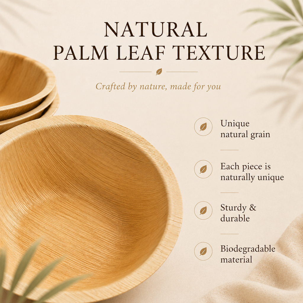 MasoPalm Palm Leaf Round Bowls