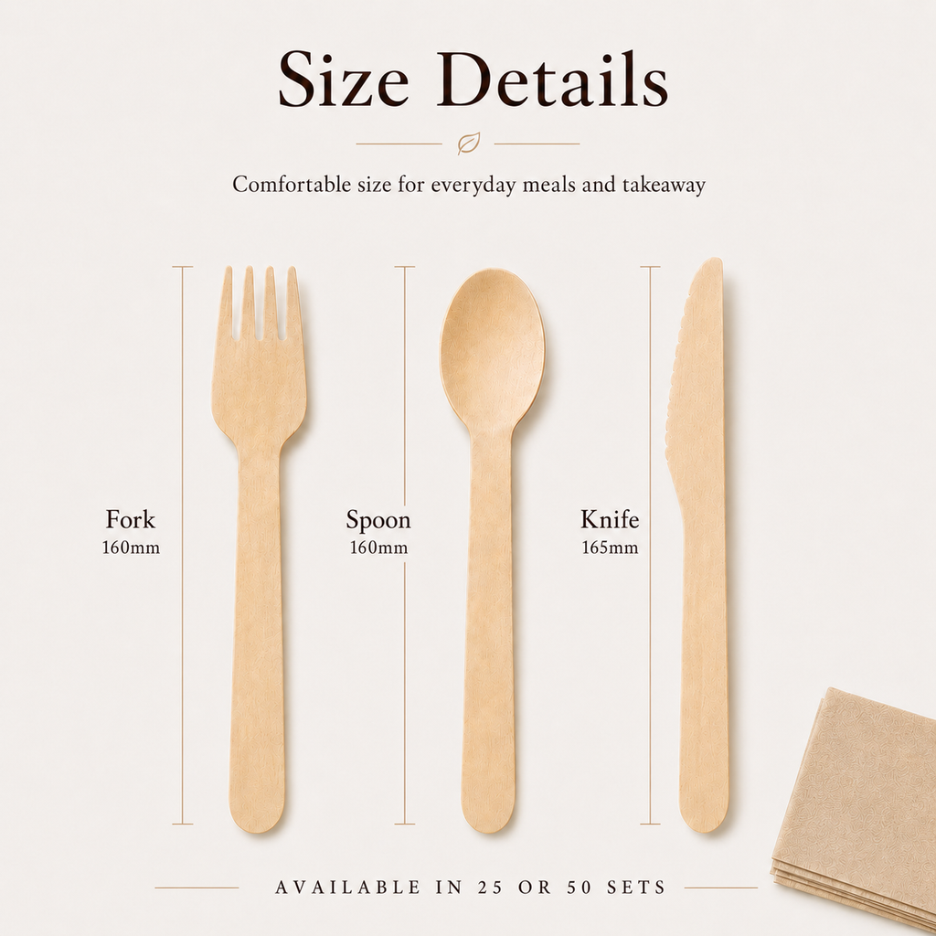 MasoPalm Birchwood Cutlery Set with Napkin