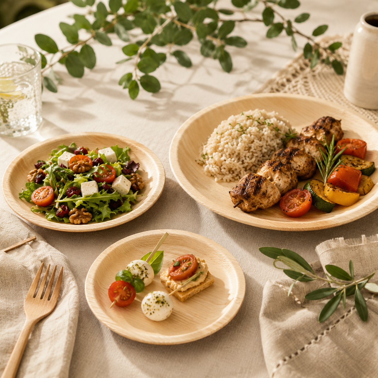 MasoPalm Palm Leaf Round Plates