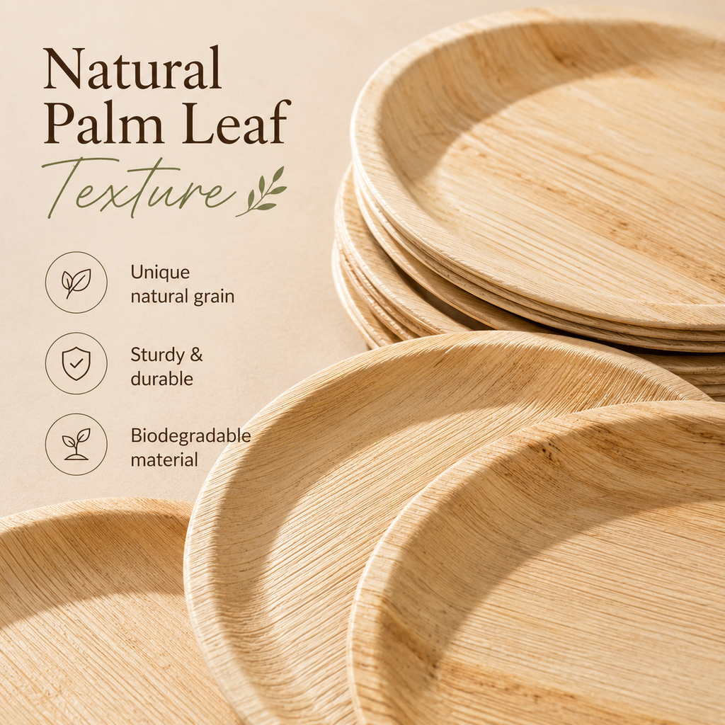 MasoPalm Palm Leaf Round Plates