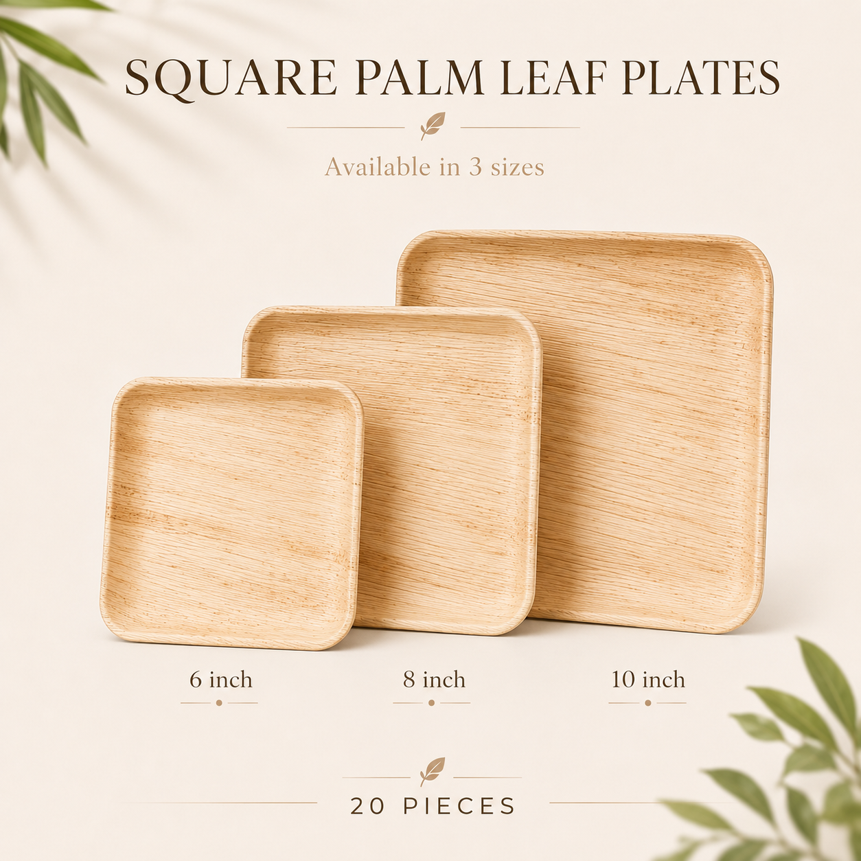 MasoPalm Palm Leaf Square Plates