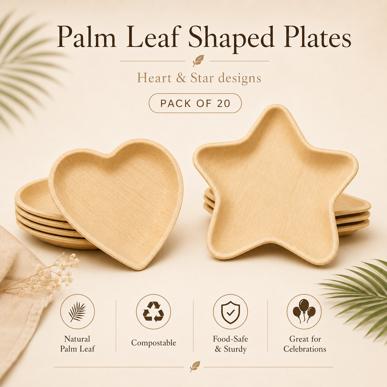 MasoPalm Palm Leaf Party Plates