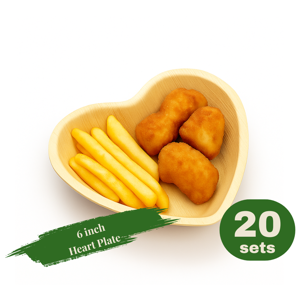 6.4 inch Palm Leaf Heart Plate – Eco-Friendly Disposable Plate (20 pcs)