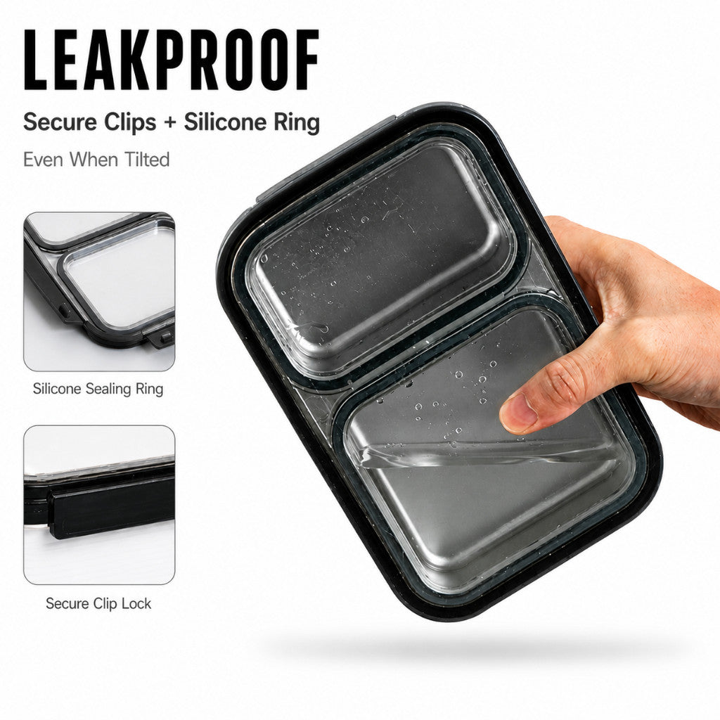 High Quality Lunch Box 316 Stainless Steel - 1600ml Double Deck Bento Box | Reheatable | Leak Proof