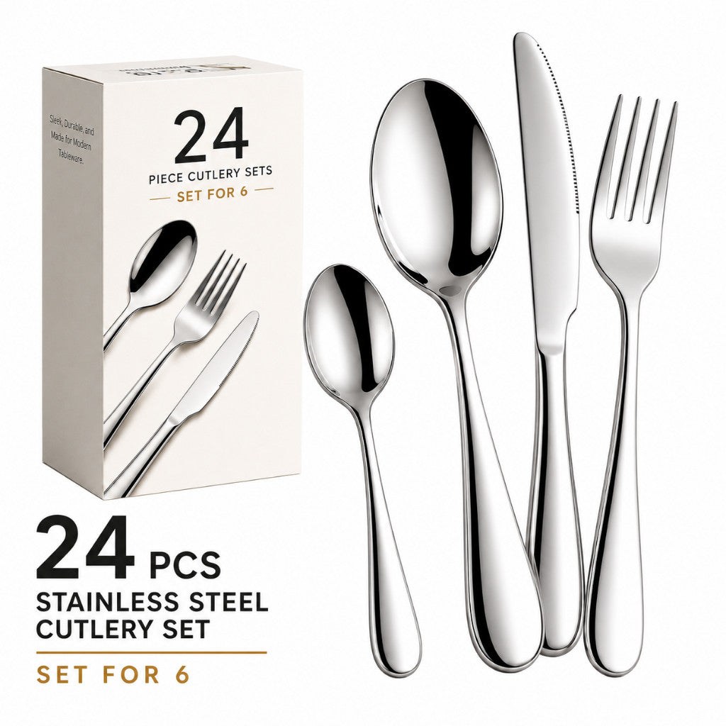 24-Piece Stainless Steel Cutlery Set