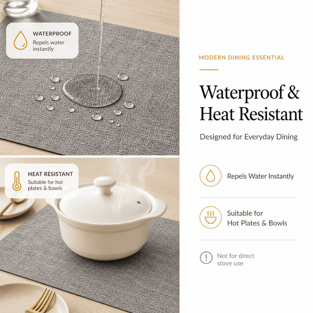 Placemat  - PU Leather Reversible Waterproof Heat Resistant Non-Slip Washable