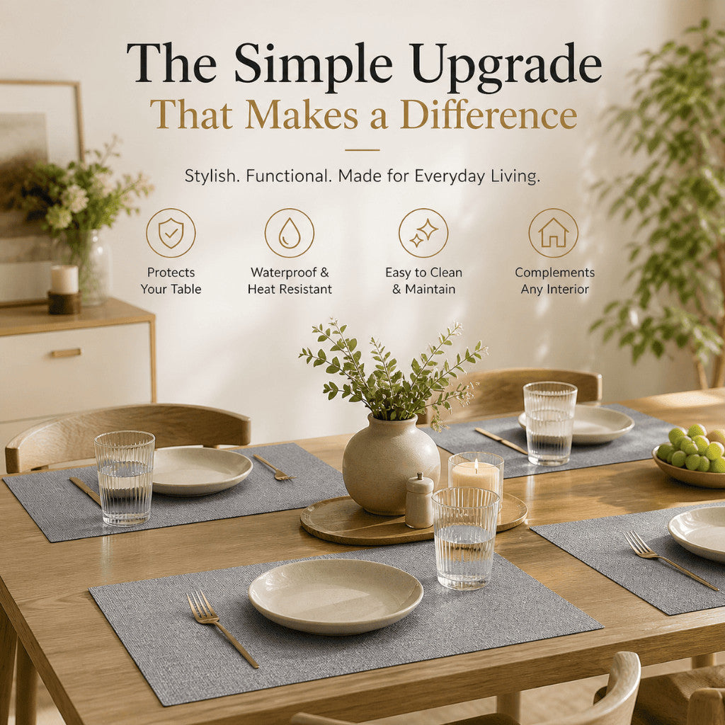 Placemat  - PU Leather Reversible Waterproof Heat Resistant Non-Slip Washable