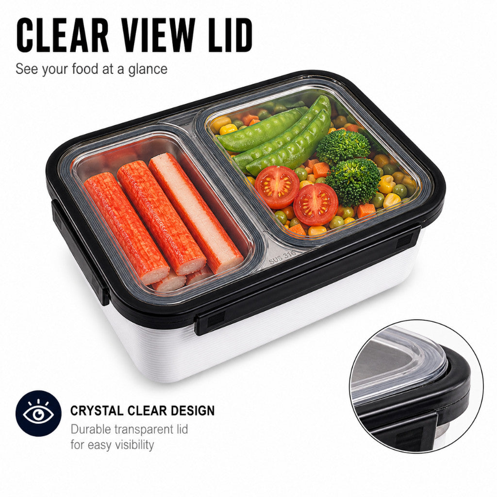 High Quality Lunch Box 316 Stainless Steel - 1600ml Double Deck Bento Box | Reheatable | Leak Proof