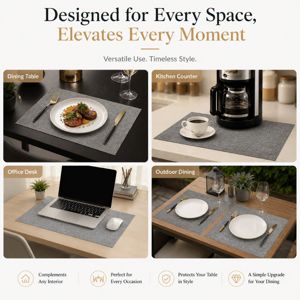 Placemat  - PU Leather Reversible Waterproof Heat Resistant Non-Slip Washable