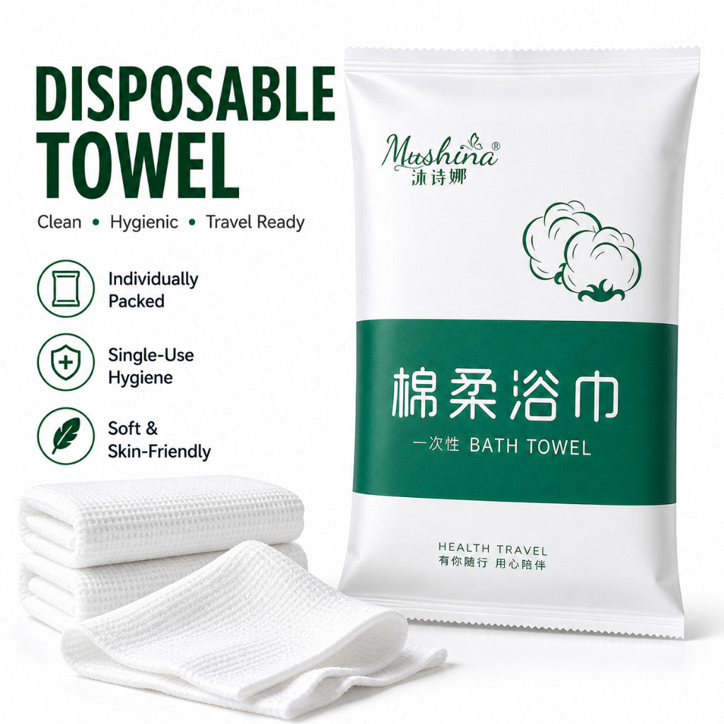 Disposable Travel Bath Towel | Cotton Soft | Hygienic | Individually Packed | Fast Delivery