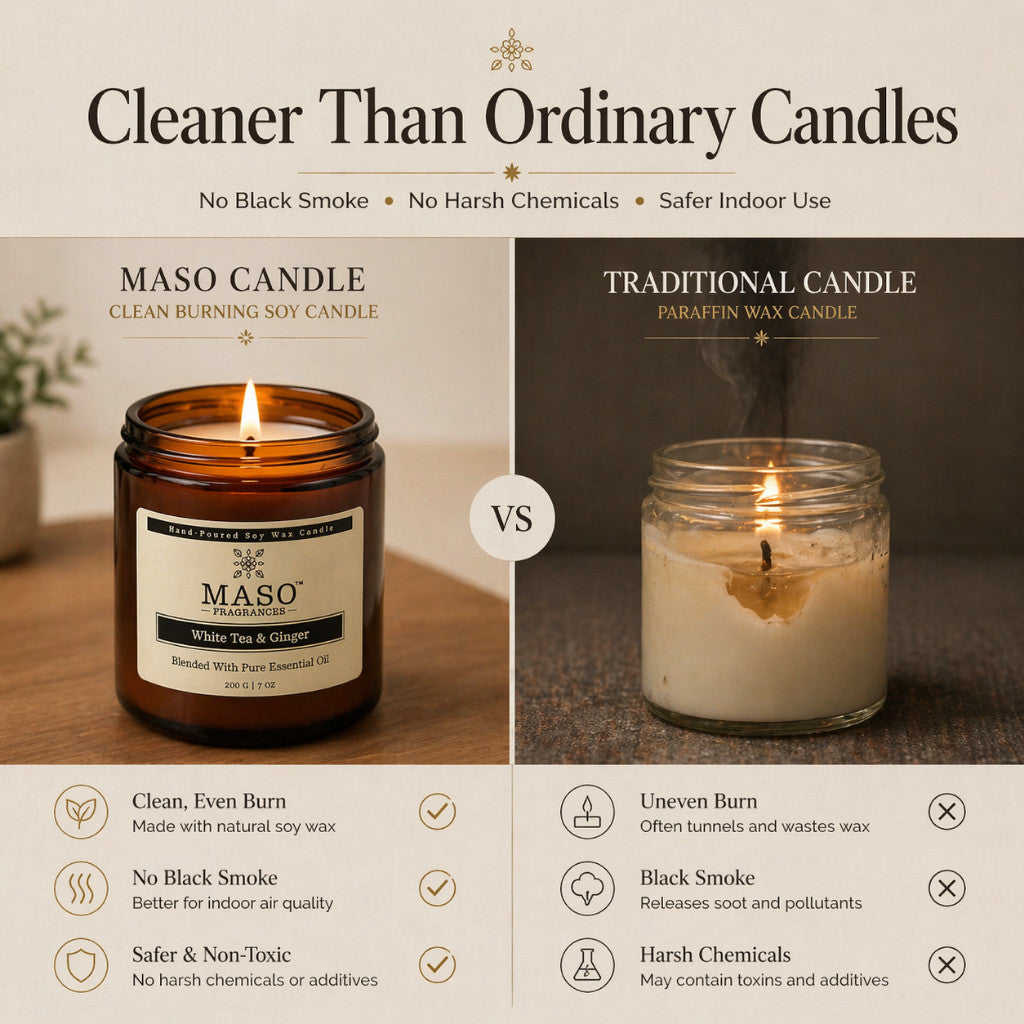 Maso scented soy candle for home fragrance - White Tea & Ginger