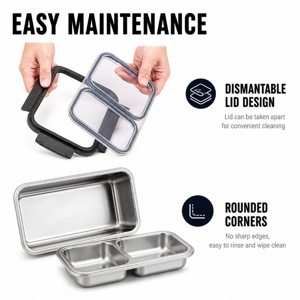 High Quality Lunch Box 316 Stainless Steel - 1600ml Double Deck Bento Box | Reheatable | Leak Proof