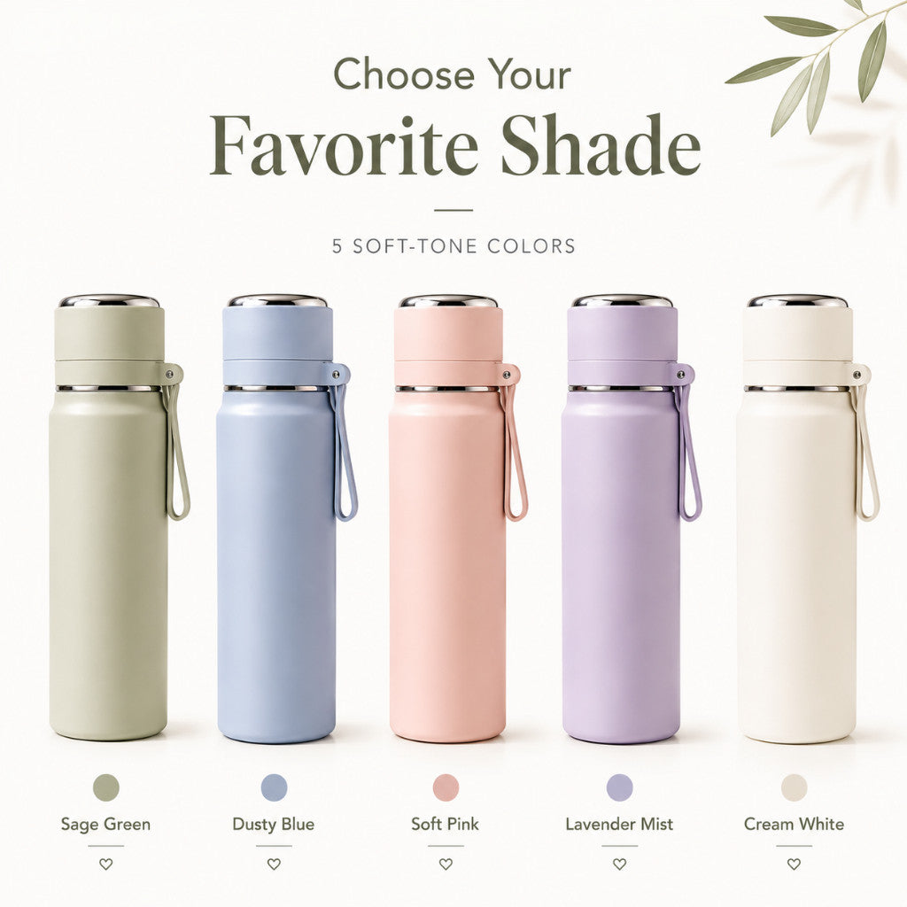 Insulated Stainless Steel Water Bottle – 600ml - Soft Pink | Maso Singapore