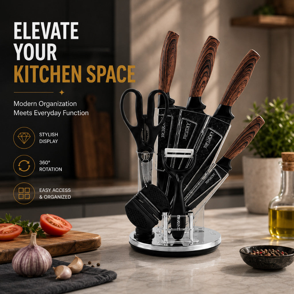 Kitchen Knife Set with Scissors & Peeler