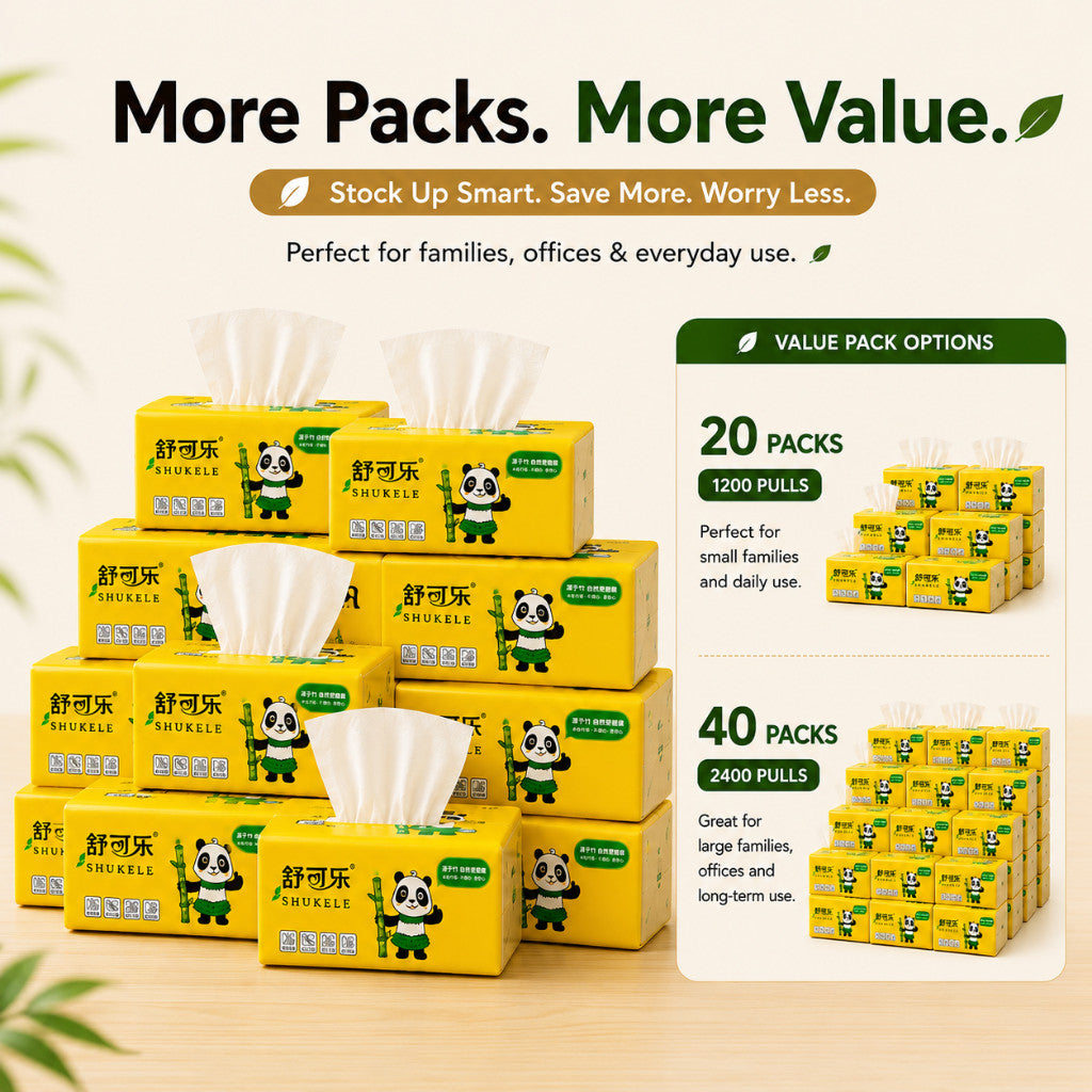 Bamboo Tissue - 4-Ply Soft Texture Highly Absorbent Pocket Tissue, Made with Eco Friendly Material