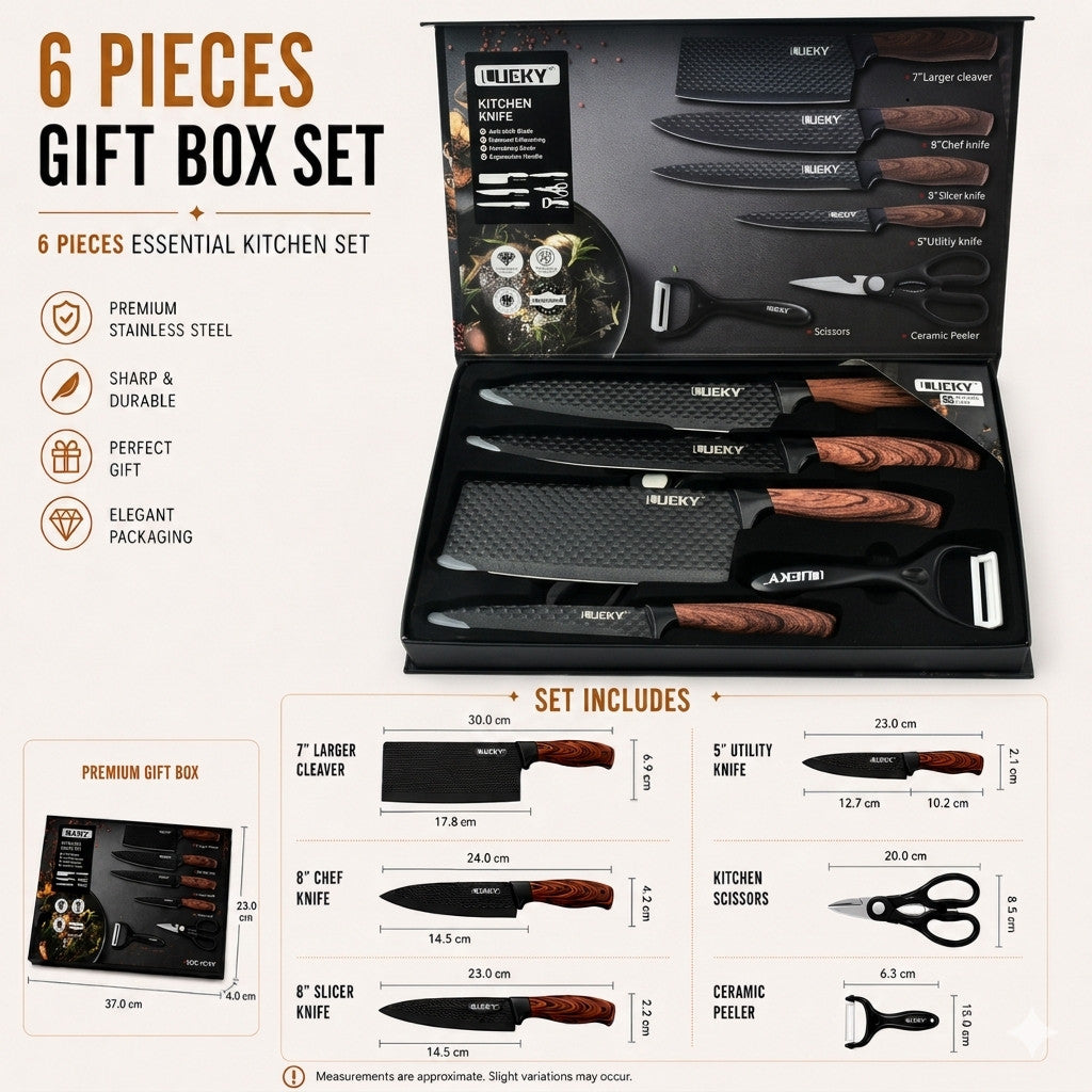 Kitchen Knife Set with Scissors & Peeler