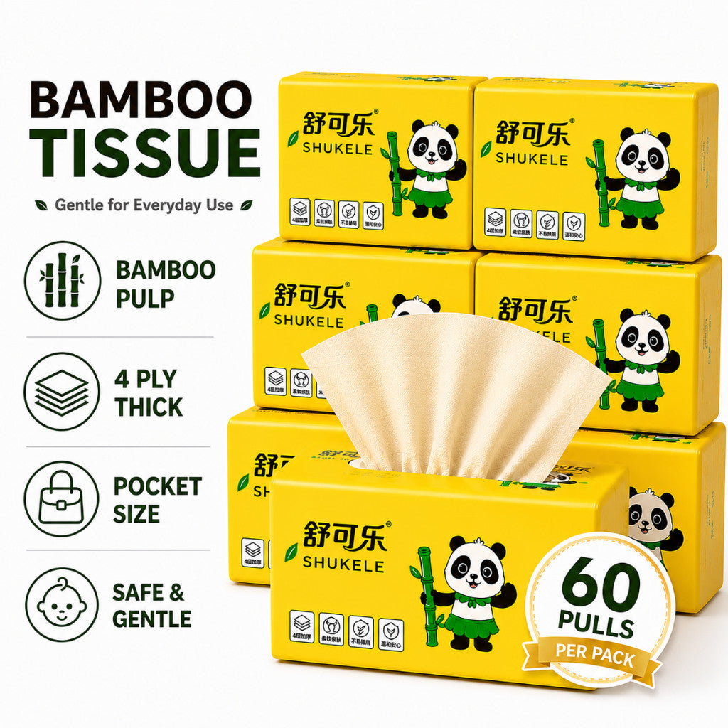 Bamboo Tissue - 4-Ply Soft Texture Highly Absorbent Pocket Tissue, Made with Eco Friendly Material