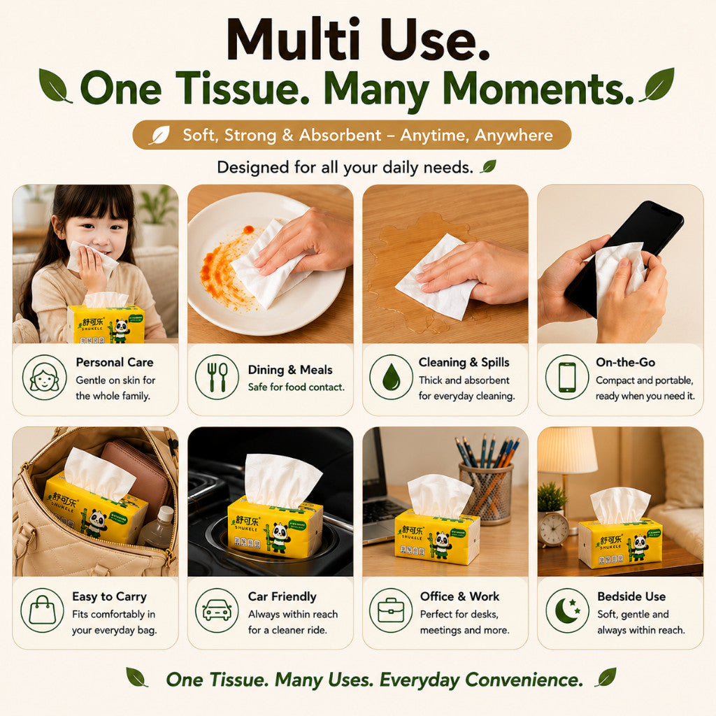 Bamboo Tissue - 4-Ply Soft Texture Highly Absorbent Pocket Tissue, Made with Eco Friendly Material