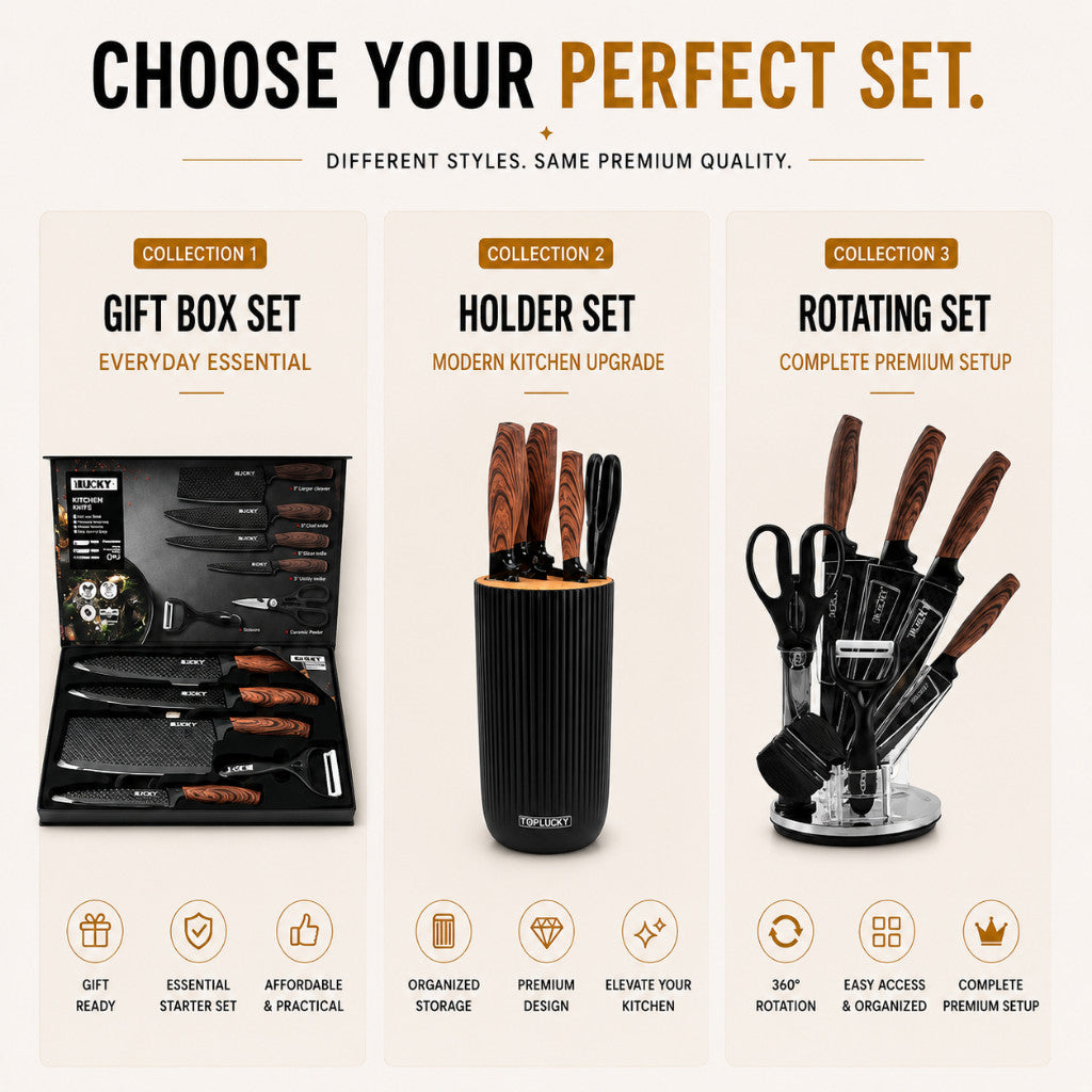 Kitchen Knife Set with Scissors & Peeler