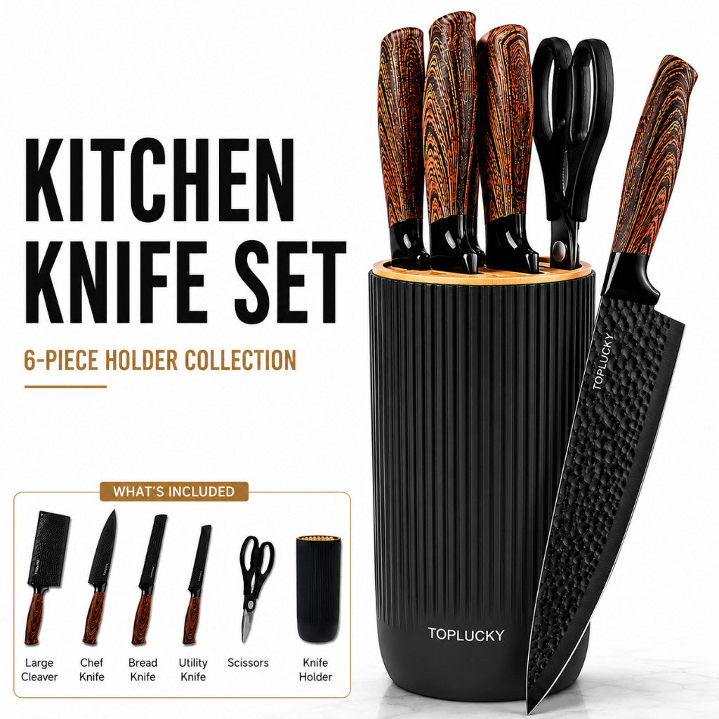 Kitchen Knife Set with Scissors & Peeler