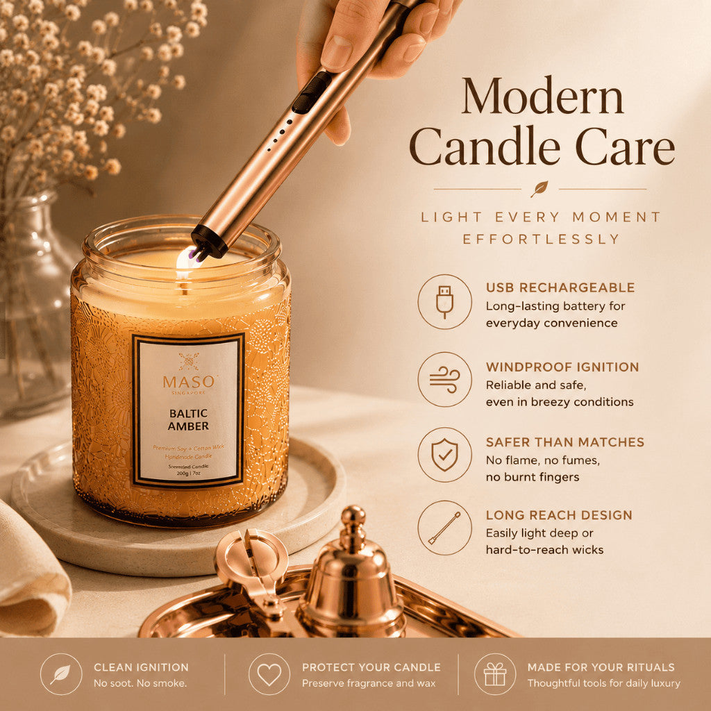 Maso candle care set with USB lighter and candle accessories