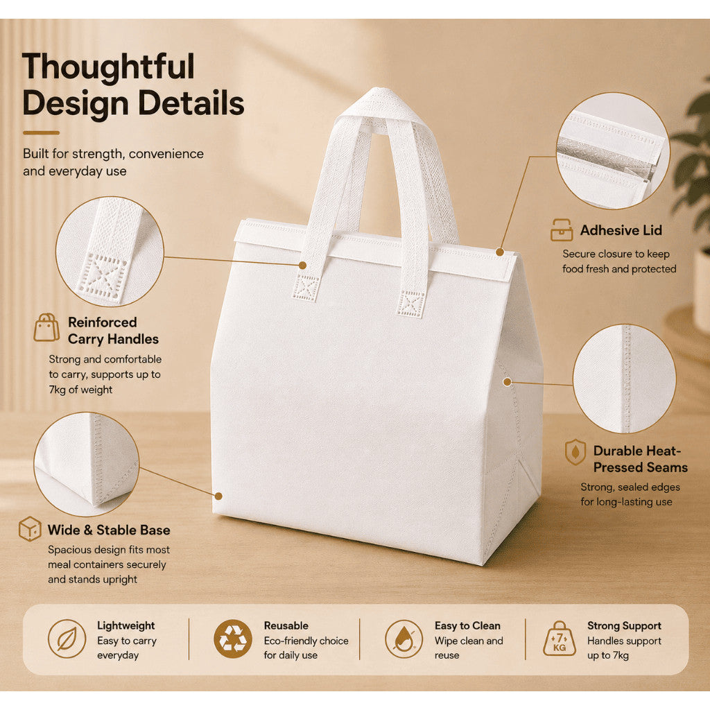 Thermal Insulated Takeaway Bag Reusable Lunch Bag Food Delivery Cooler Bag Hot Cold Food Tote