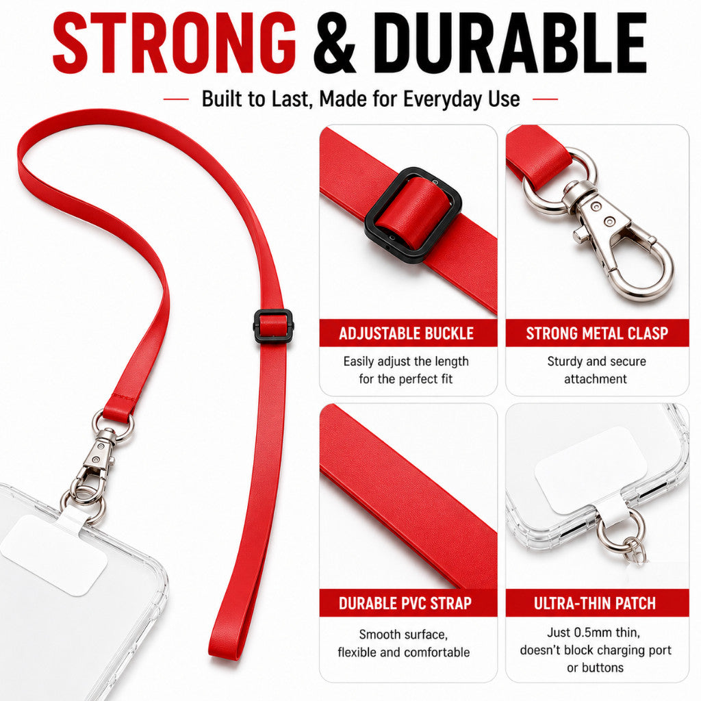 Phone Lanyard Strap Adjustable Mobile Phone Neck Strap Crossbody Anti Drop Universal Fit