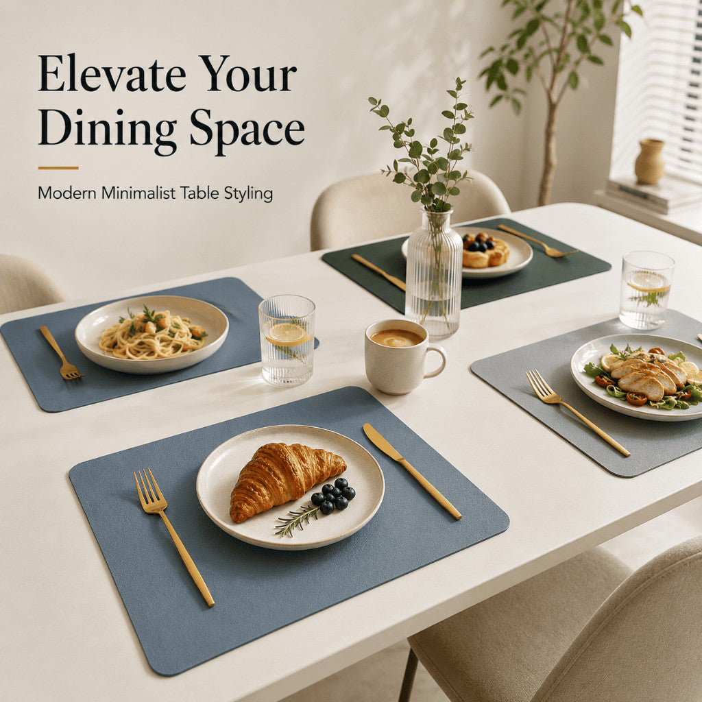 Table Placemat PU Leather Vinyl Reversible Waterproof Heat Resistant Non-Slip Washable Dining Table