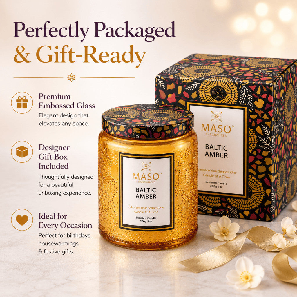 Maso premium soy candle for home fragrance - Baltic Amber
