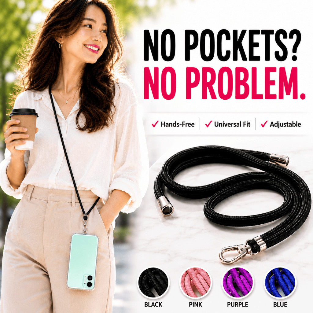 Phone Lanyard Crossbody Strap Adjustable 75cm Universal Phone Strap Hands Free Neck Lanyard with Tab