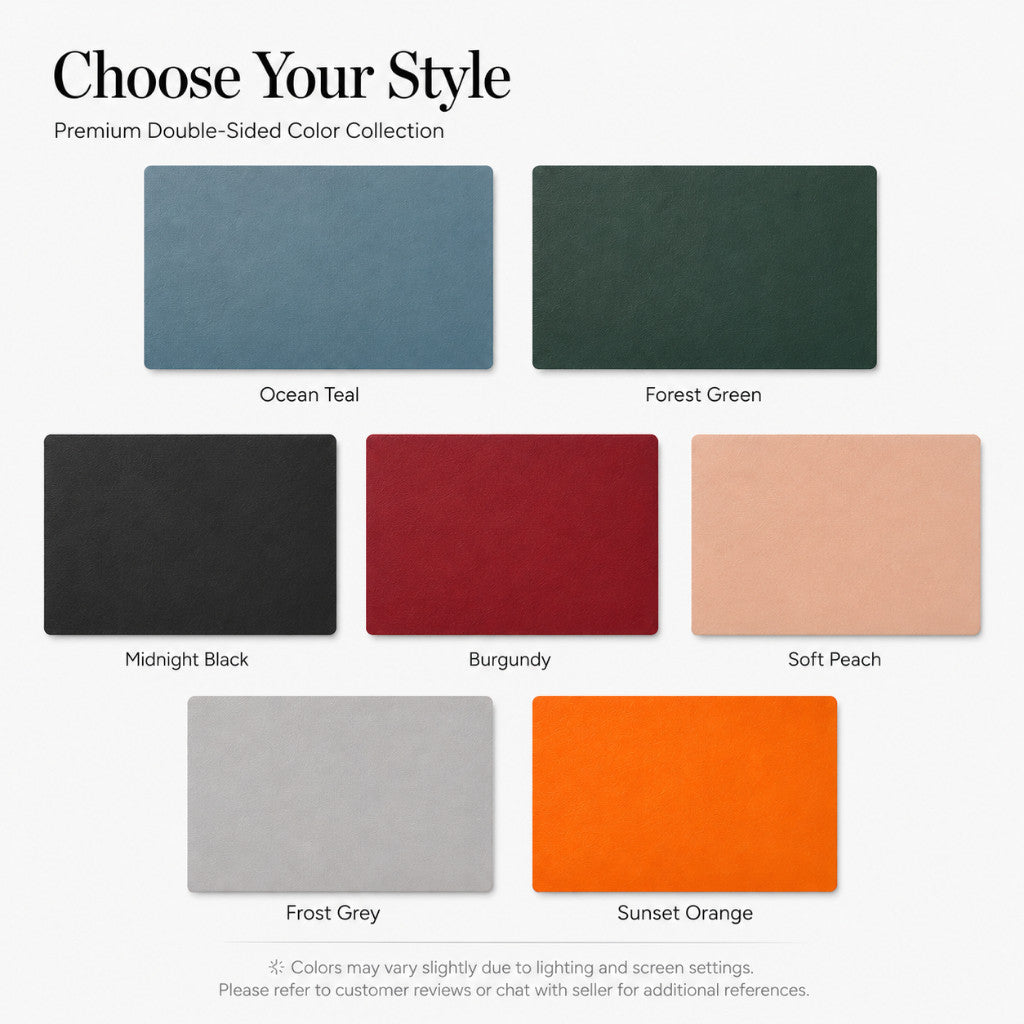 Table Placemat PU Leather Vinyl Reversible Waterproof Heat Resistant Non-Slip Washable Dining Table