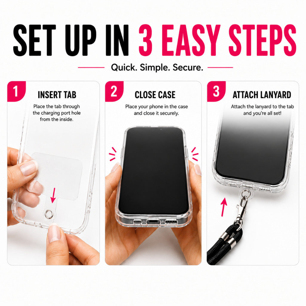 Phone Lanyard Crossbody Strap Adjustable 75cm Universal Phone Strap Hands Free Neck Lanyard with Tab