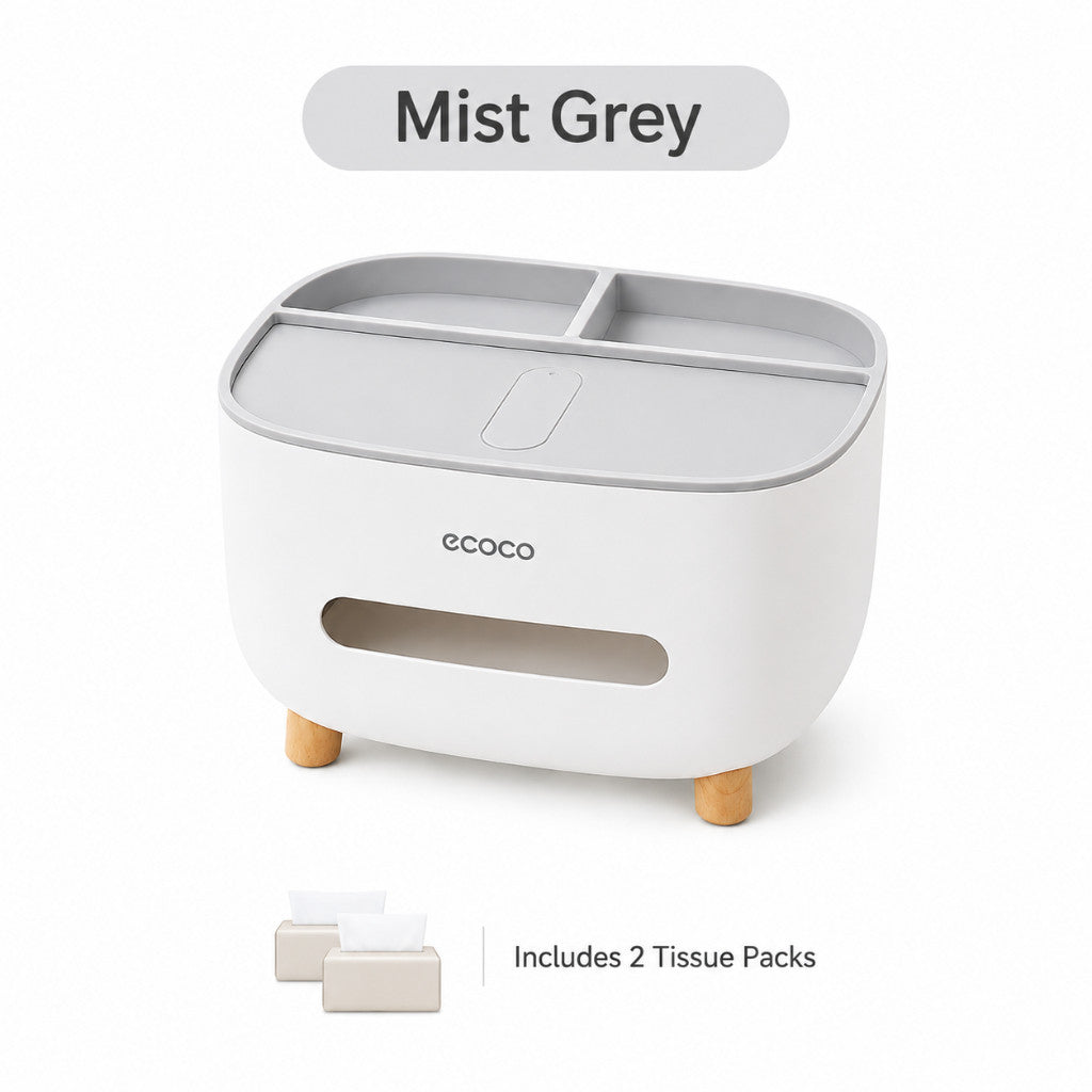 Desktop Organizer Tissue Box Holder Storage Box Phone Stand Includes 2 Tissue Packs
