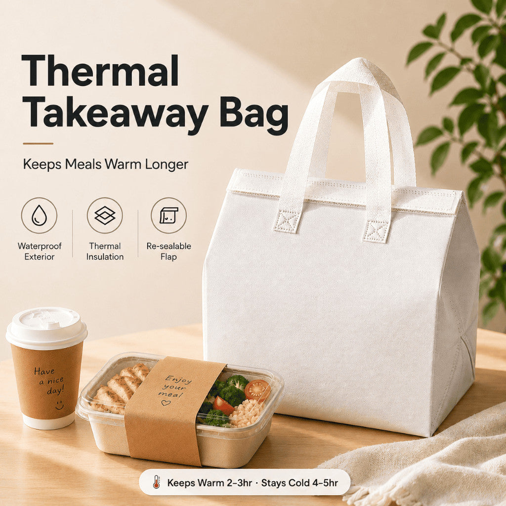 Thermal Insulated Takeaway Bag Reusable Lunch Bag Food Delivery Cooler Bag Hot Cold Food Tote