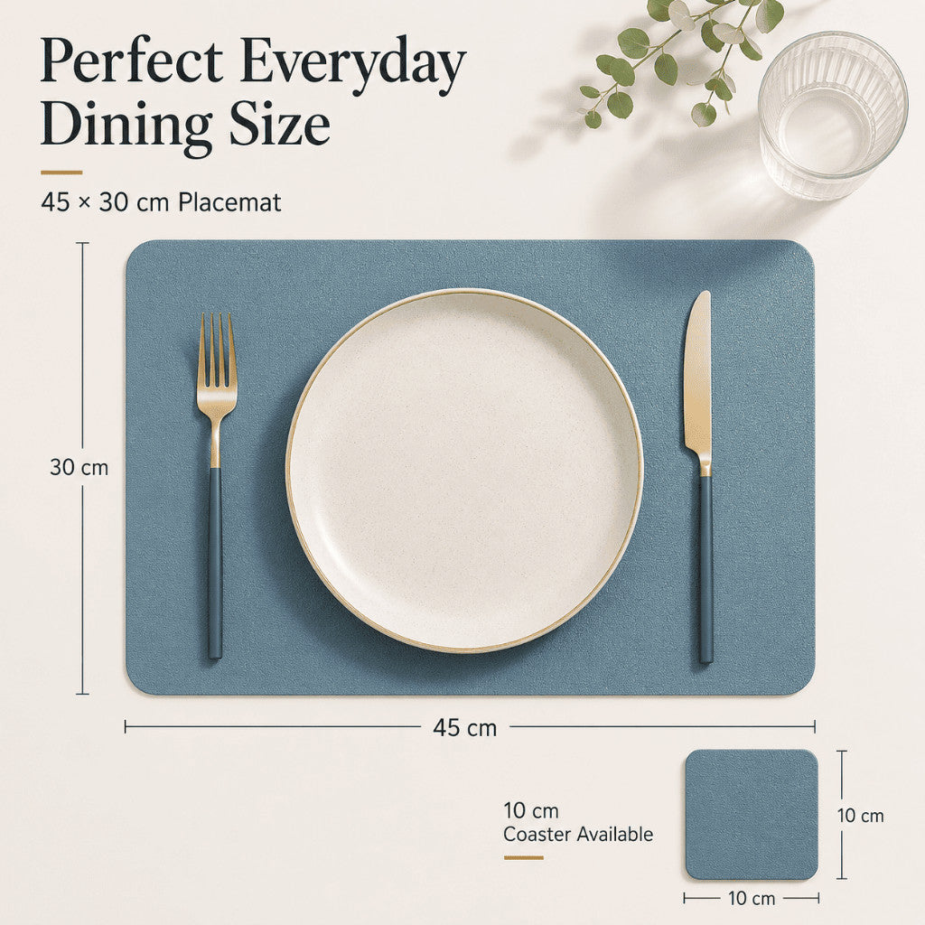 Table Placemat PU Leather Vinyl Reversible Waterproof Heat Resistant Non-Slip Washable Dining Table