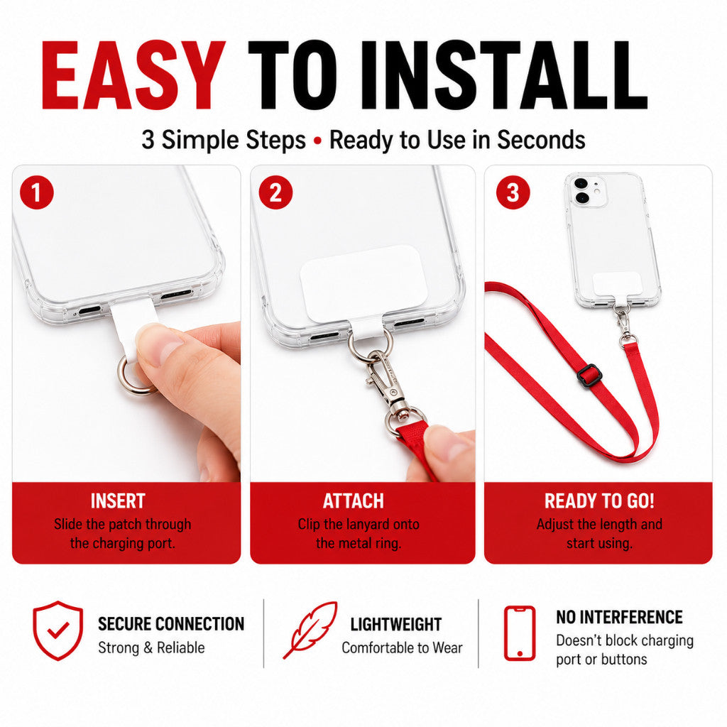 Phone Lanyard Strap Adjustable Mobile Phone Neck Strap Crossbody Anti Drop Universal Fit