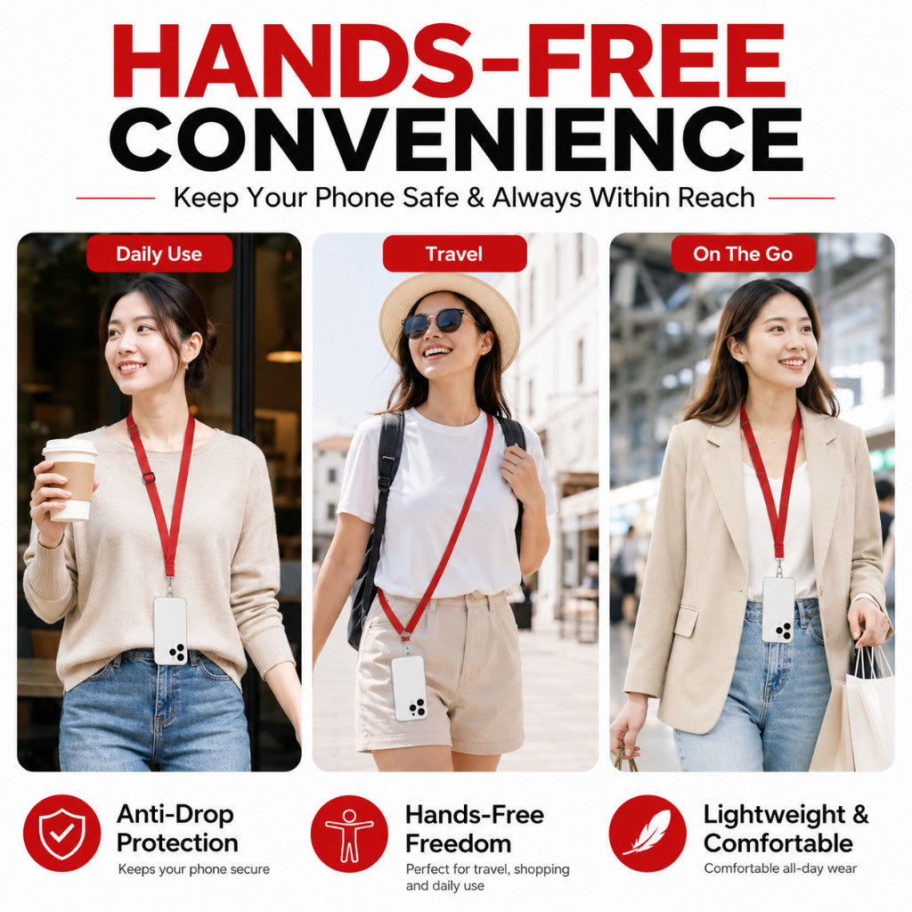 Phone Lanyard Strap Adjustable Mobile Phone Neck Strap Crossbody Anti Drop Universal Fit