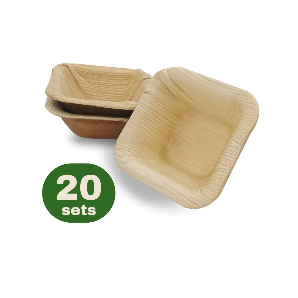 2.5 Inch Palm Leaf Small Dip Tray – Eco-Friendly Sauce & Snack Bowls (20 pcs)