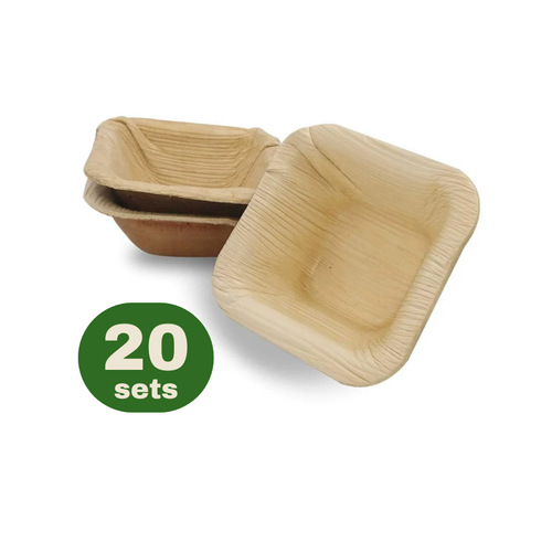 2.5 Inch Palm Leaf Small Dip Tray – Eco-Friendly Sauce & Snack Bowls (20 pcs)